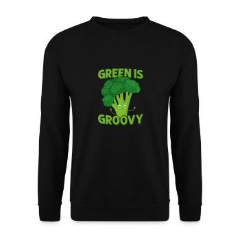 Green Is Groovy Broccoli Vegetable - Unisex Pullover - Schwarz - Vorne - Alina (178cm) & Michal (187cm)