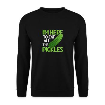 I'm Here To Eat All The Pickles Pickle Cucumber - Unisex Sweatshirt - black - Front - Alina (178cm) & Michal (187cm)