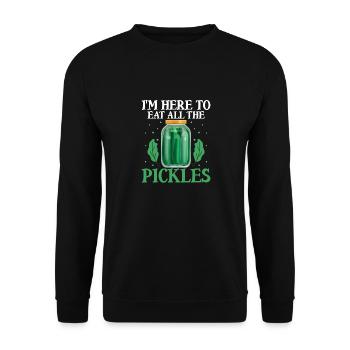 I'm Here To Eat All The Pickles Cucumber Pickle - Unisex Sweatshirt - black - Front - Alina (178cm) & Michal (187cm)
