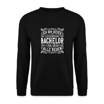 Ich bin dieser Legendäre Bachelor Geschenk - Unisex Pullover - Schwarz - Vorne - Alina (178cm) & Michal (187cm)