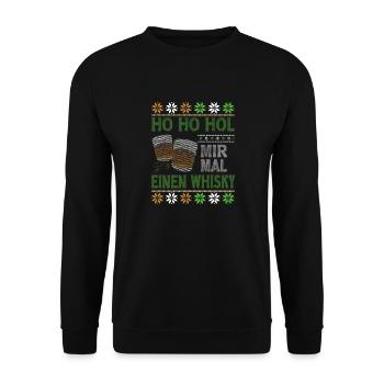 Ho Ho Hol Mir Mal Einen Whisky Ugly Christmas - Unisex Pullover - Schwarz - Vorne - Alina (178cm) & Michal (187cm)