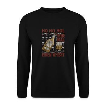 Ho Ho Hol Mir Mal Einen Whisky Ugly Christmas - Unisex Pullover - Schwarz - Vorne - Alina (178cm) & Michal (187cm)
