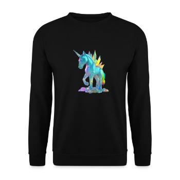 Süße Kristall Einhorn Statue in voller Pracht - Unisex Pullover - Schwarz - Vorne - Alina (178cm) & Michal (187cm)