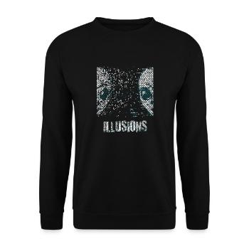 Illusion Alien Pixel Verlauf Illusions - Unisex Pullover - Schwarz - Vorne - Alina (178cm) & Michal (187cm)