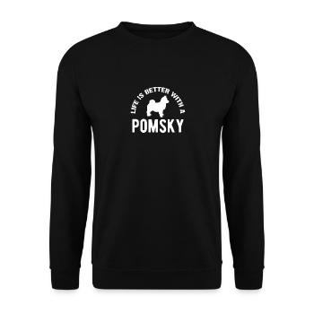 Pomsky Hundebesitzerin Hunderasse Hund Pomsky - Unisex Pullover - Schwarz - Vorne - Alina (178cm) & Michal (187cm)