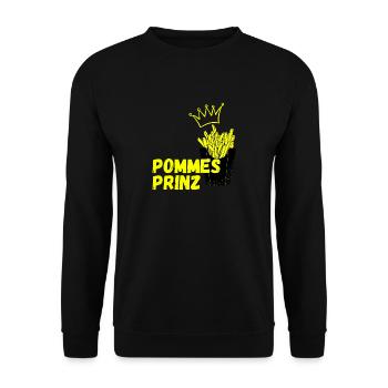 Pommes Prinz Fritten Pommesliebe Kartoffel - Unisex Pullover - Schwarz - Vorne - Alina (178cm) & Michal (187cm)