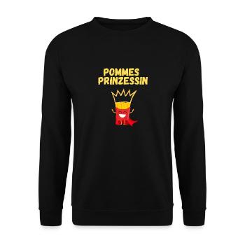 Pommes Prinzessin Fritten Kartoffel - Unisex Pullover - Schwarz - Vorne - Alina (178cm) & Michal (187cm)