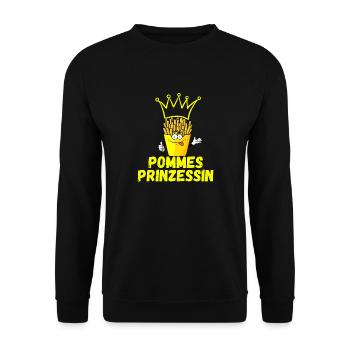 Pommes Prinzessin Kartoffel Pommeskrone - Unisex Pullover - Schwarz - Vorne - Alina (178cm) & Michal (187cm)