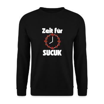 Zeit für Sucuk türkische Wurst Knoblauchwurst - Unisex Pullover - Schwarz - Vorne - Alina (178cm) & Michal (187cm)
