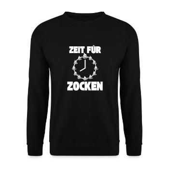 Zeit für Zocken Gamer Nerd Videospiele - Unisex Pullover - Schwarz - Vorne - Alina (178cm) & Michal (187cm)