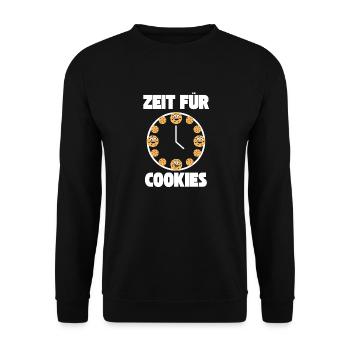 Zeit für Cookies Kekse Gebäck Plätzchen - Unisex Pullover - Schwarz - Vorne - Alina (178cm) & Michal (187cm)