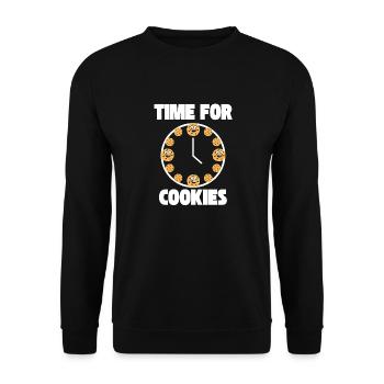 Zeit für Cookies Kekse Gebäck Plätzchen Backen - Unisex Pullover - Schwarz - Vorne - Alina (178cm) & Michal (187cm)