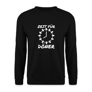 Zeit für Döner Kebab Drehfleisch Dönertasche - Unisex Pullover - Schwarz - Vorne - Alina (178cm) & Michal (187cm)