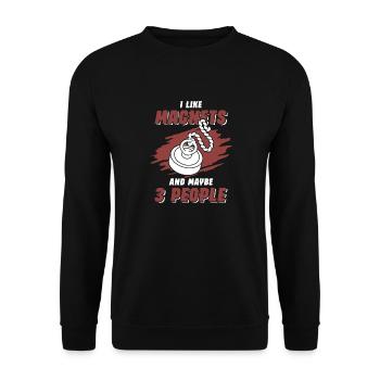 Magnetfischer Magnetangeln Schatzsuche - Unisex Pullover - Schwarz - Vorne - Alina (178cm) & Michal (187cm)