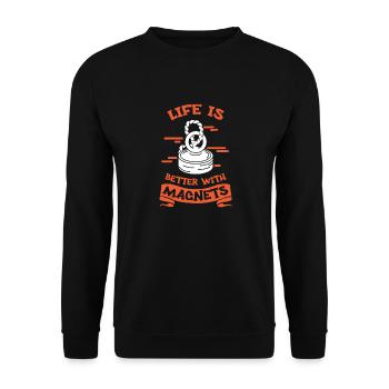 Magnetfischer Magnetangeln Schatzsuche - Unisex Pullover - Schwarz - Vorne - Alina (178cm) & Michal (187cm)