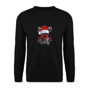 Merry Christmas Santa Claus Dad Outfit - Unisex Sweatshirt - black - Front - Alina (178cm) & Michal (187cm)