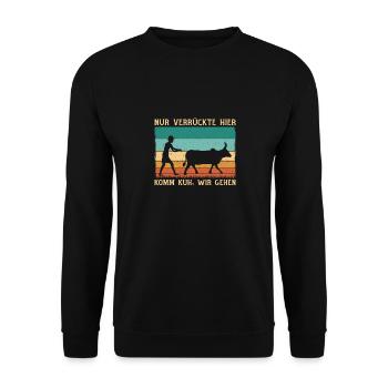 Nur Verrückte Hier - Unisex Pullover - Schwarz - Vorne - Alina (178cm) & Michal (187cm)