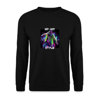 Mann tanzt in Graffiti-Look Hip-Hop Style - Unisex Pullover - Schwarz - Vorne - Alina (178cm) & Michal (187cm)