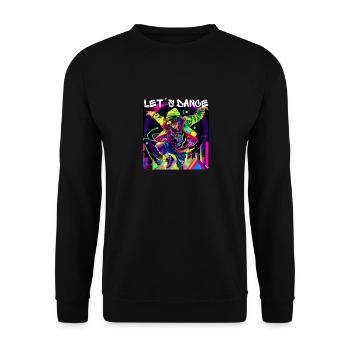 Frau in Graffiti-Look tanzt in Disco 1 - Unisex Pullover - Schwarz - Vorne - Alina (178cm) & Michal (187cm)