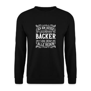 Ich bin dieser Legendäre Bäcker Bäckermeister - Unisex Pullover - Schwarz - Vorne - Alina (178cm) & Michal (187cm)