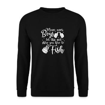 Magnetfischer Magnetangeln Schatzsuche - Unisex Pullover - Schwarz - Vorne - Alina (178cm) & Michal (187cm)