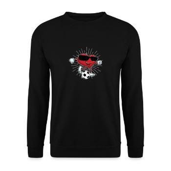 Saint-Valentin Heart Kicking A Soccer Ball Cool Funny - Sweat-shirt Unisexe - noir - Devant - Alina (178cm) & Michal (187cm)