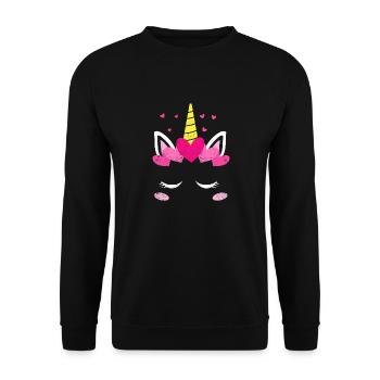 La Saint-Valentin Licorne Face Hearts Mignon - Sweat-shirt Unisexe - noir - Devant - Alina (178cm) & Michal (187cm)