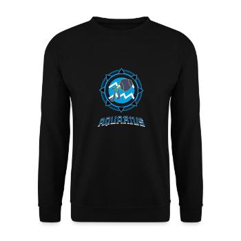 Wassermann Tierkreis und Sternzeichen Astrologie - Unisex Pullover - Schwarz - Vorne - Alina (178cm) & Michal (187cm)