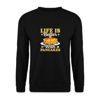 Life Is Better With Pancakes Pancake Day Foodie Fl - Unisex Sweatshirt - black - Front - Alina (178cm) & Michal (187cm)