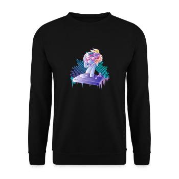 Einhorn mit Brille Turntables Analog Djane DJ - Unisex Pullover - Schwarz - Vorne - Alina (178cm) & Michal (187cm)