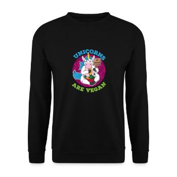 Lustiges Einhorn Veganer Vegetarier Design mit - Unisex Pullover - Schwarz - Vorne - Alina (178cm) & Michal (187cm)