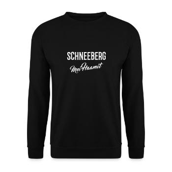 Schneeberg mei Haamit - Unisex Pullover - Schwarz - Vorne - Alina (178cm) & Michal (187cm)