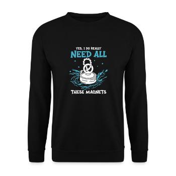 Magnetfischer Magnetangeln Schatzsuche - Unisex Pullover - Schwarz - Vorne - Alina (178cm) & Michal (187cm)
