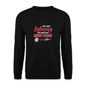 Magnetfischer Magnetangeln Schatzsuche - Unisex Pullover - Schwarz - Vorne - Alina (178cm) & Michal (187cm)