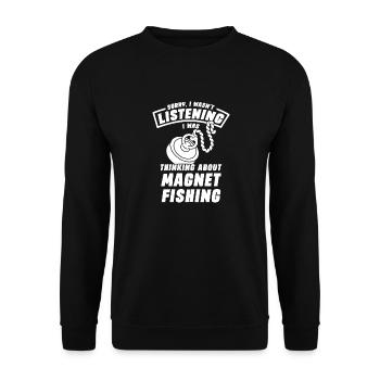 Magnetfischer Magnetangeln Schatzsuche - Unisex Pullover - Schwarz - Vorne - Alina (178cm) & Michal (187cm)