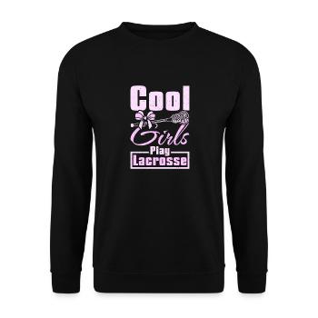 Cool girls play Lacrosse - Unisex Pullover - Schwarz - Vorne - Alina (178cm) & Michal (187cm)