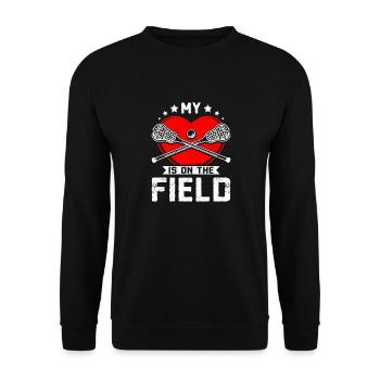 My heart is on the field Lacrosse - Unisex Sweatshirt - black - Front - Alina (178cm) & Michal (187cm)