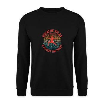 Relax & Accept The Crazy Yoga Class - Unisex Pullover - Schwarz - Vorne - Alina (178cm) & Michal (187cm)