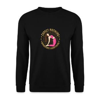Ne vous attendez à rien Appréciez tout Professeur de yoga - Sweat-shirt Unisexe - noir - Devant - Alina (178cm) & Michal (187cm)