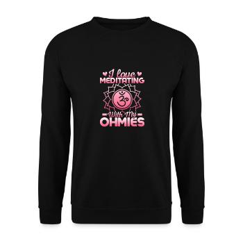 J’adore méditer avec mon yoga de méditation Ohmies - Sweat-shirt Unisexe - noir - Devant - Alina (178cm) & Michal (187cm)
