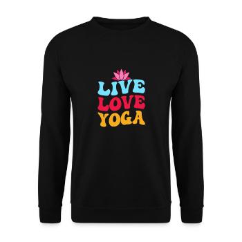 Live Love Yoga Teacher Instructor Class - Unisex Pullover - Schwarz - Vorne - Alina (178cm) & Michal (187cm)