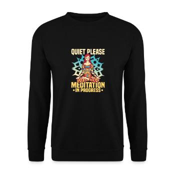 Quiet Please - Méditation en cours Méditer Y - Sweat-shirt Unisexe - noir - Devant - Alina (178cm) & Michal (187cm)