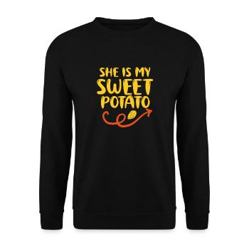 Elle est ma patate douce Merci de donner des légumes - Sweat-shirt Unisexe - noir - Devant - Alina (178cm) & Michal (187cm)