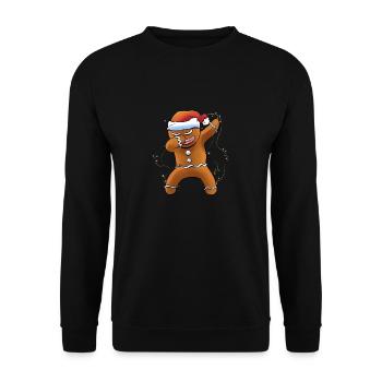 Dabbing gingerbread man with cap Santa Christmas - Unisex Sweatshirt - black - Front - Alina (178cm) & Michal (187cm)