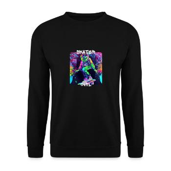 Skater Girl Ist Ein Cooles Mädchen, Das Auf Der - Unisex Pullover - Schwarz - Vorne - Alina (178cm) & Michal (187cm)