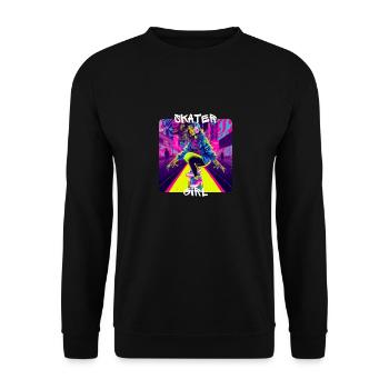 Skater Girl is a cool girl who is on the - Unisex Sweatshirt - black - Front - Alina (178cm) & Michal (187cm)