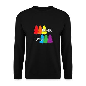 Ho Ho Christmas Sweater Gay Queer LGBTQ Pride - Unisex Sweatshirt - black - Front - Alina (178cm) & Michal (187cm)