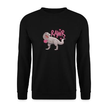 Saint-Valentin Dinosaure RAWR T rex amoureux - Sweat-shirt Unisexe - noir - Devant - Alina (178cm) & Michal (187cm)