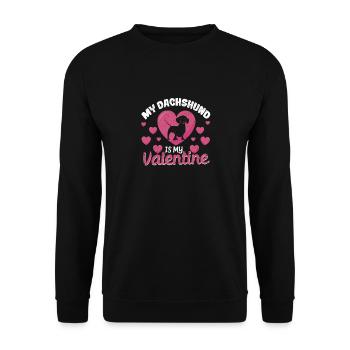 Mon teckel est mon chiot de la Saint-Valentin La Saint-Valentin - Sweat-shirt Unisexe - noir - Devant - Alina (178cm) & Michal (187cm)