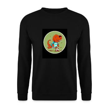 T-Rex Dino Dinosaurier Saurier Sport Fussball Kind - Unisex Pullover - Schwarz - Vorne - Alina (178cm) & Michal (187cm)